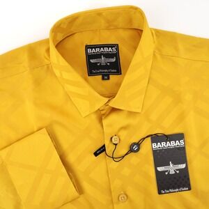 NEW Barabas Slim Fit Geometric Plaid Button Down Shirt Yellow Mens Medium $128
